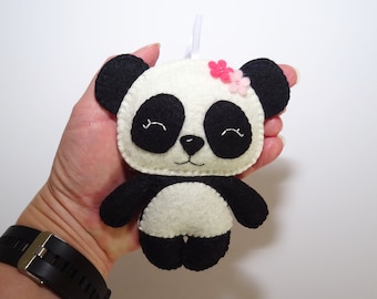 Panda ornament, Wool felt panda, Panda bear,  Handmade gift, Nursery decor, Home decor