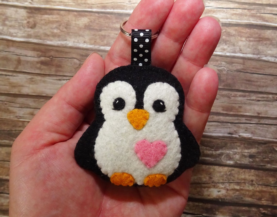 Wool Felt Penguin Keychain Penguin Keychain Keyring Key - Etsy