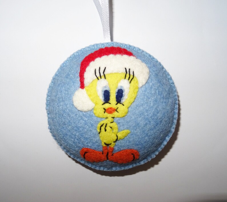 Tweety Christmas WOOL Felt Tweety Bird Ornament Holiday  Etsy