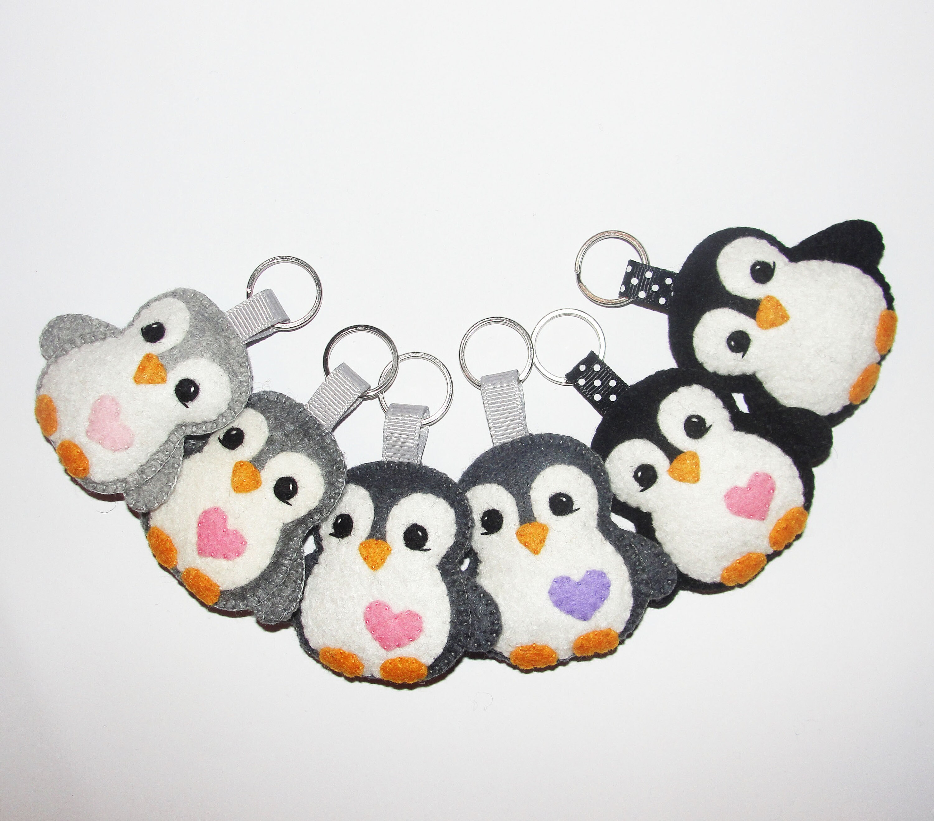 Wool Felt Penguin Keychain Penguin Keychain Keyring Key Etsy