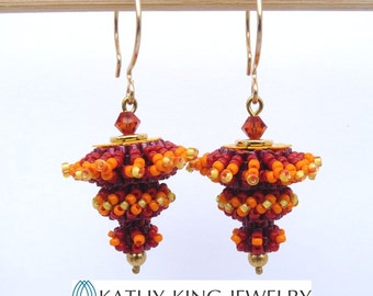 TUTORIAL - Spinning Top Beaded Bead Earrings