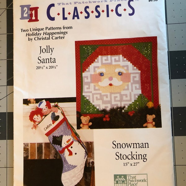 Vintage Jolly Santa Snowman Stocking Pattern 2 for 1 Classics That Patchwork Place