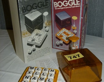 Vintage Boggle Game : Complete Wooden letter Cubes & Sand Timer RETRO word game