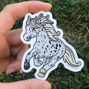 Adesivo in vinile con cavallo Appaloosa leopardo, disegno artistico, pony, equitazione, amanti degli equini, regali
