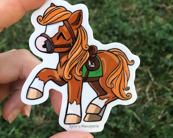 Prancing Pony Sticker vinyl decal cute trotting chestnut horse drawing art equestrian equine lovers gifts decor