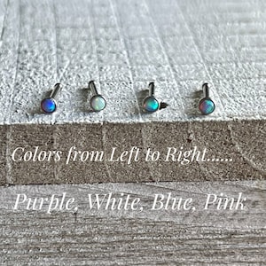 OPAL Nose Stud/Choose L-Bend, Nose Screw, or Nose Bone/18g, 20g, 22g/316L Surgical Steel/Hypoallergenic/Gift For Her/Body Jewelry/Piercings