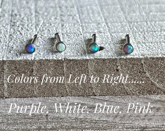 Opal Nose Stud: Surgical Steel Piercing, 18g-22g