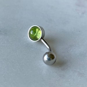 Peridot Belly Button Ring/316L Surgical Steel/Hypoallergenic/14 Gauge Body Jewelry/Gift for Her/August Birthday Present/Piercing