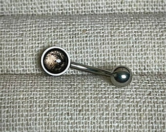 Smoky Quartz Belly Button Ring/Surgical Grade Steel/Hypoallergenic/14 Gauge Body Jewelry/Gift for Her/Birthday Present/Piercing