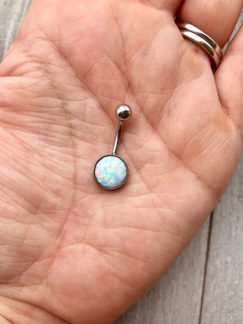 OPAL Belly Button Ring/316l Surgical Etsy