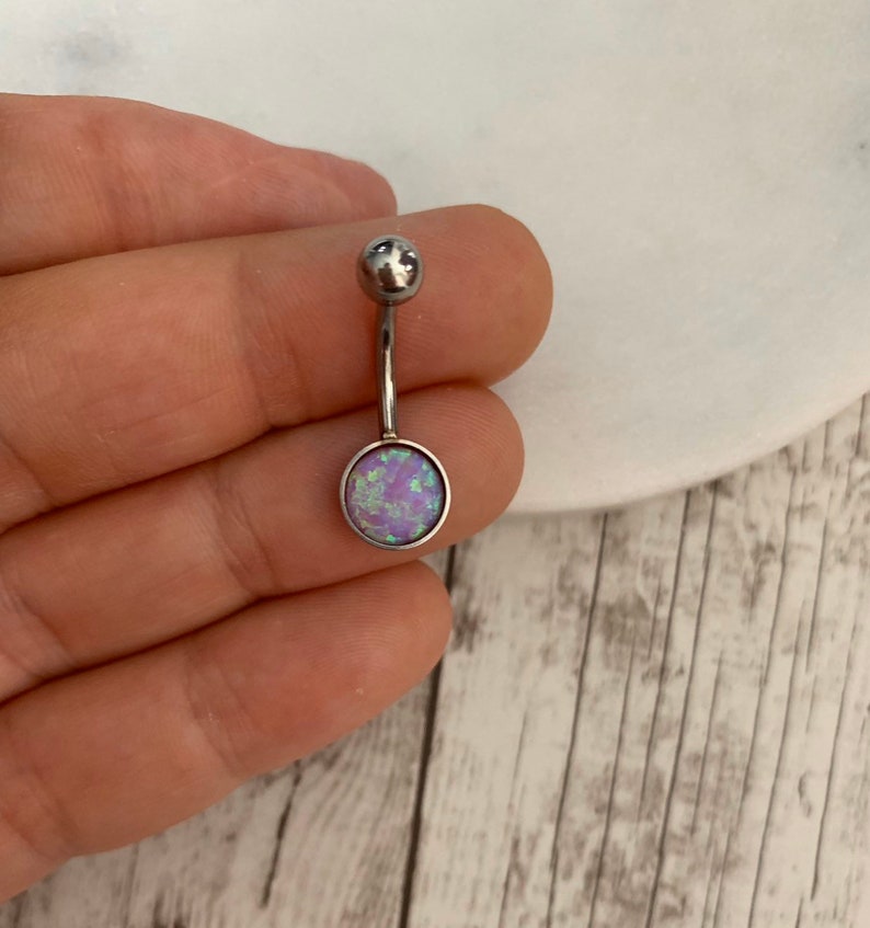 OPAL Belly Button Ring/316L Surgical Etsy