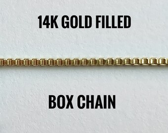 14k Gold Filled Box Chain/Standard Spring Ring or Magnetic Clasp Upgrade/Minimalist/Dainty Gift Ideas/Simple Gift For Her/Real Gold Filled