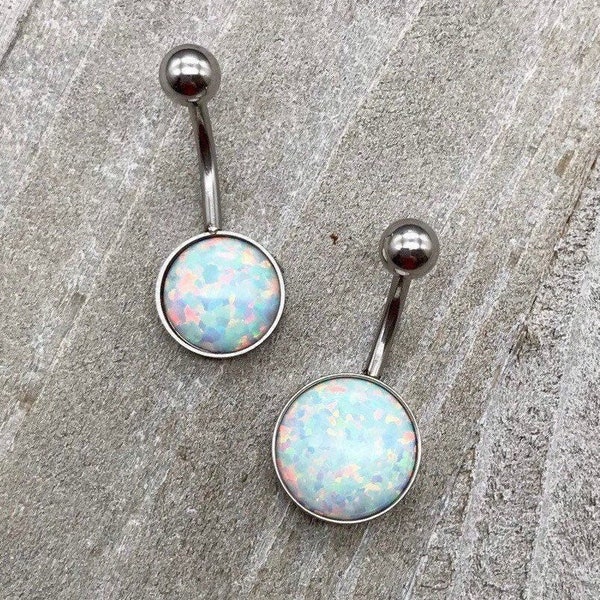 Opal Belly Button Ring, Choose Your Opal Color, Hypoallergenic, 316L Surgical Steel, Birthstone Body Jewellery, Navel Piercings