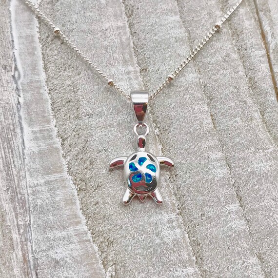 Tropical Mosaic Starfish Pendant Blue Simulated Opal .925 Sterling Silver Charm