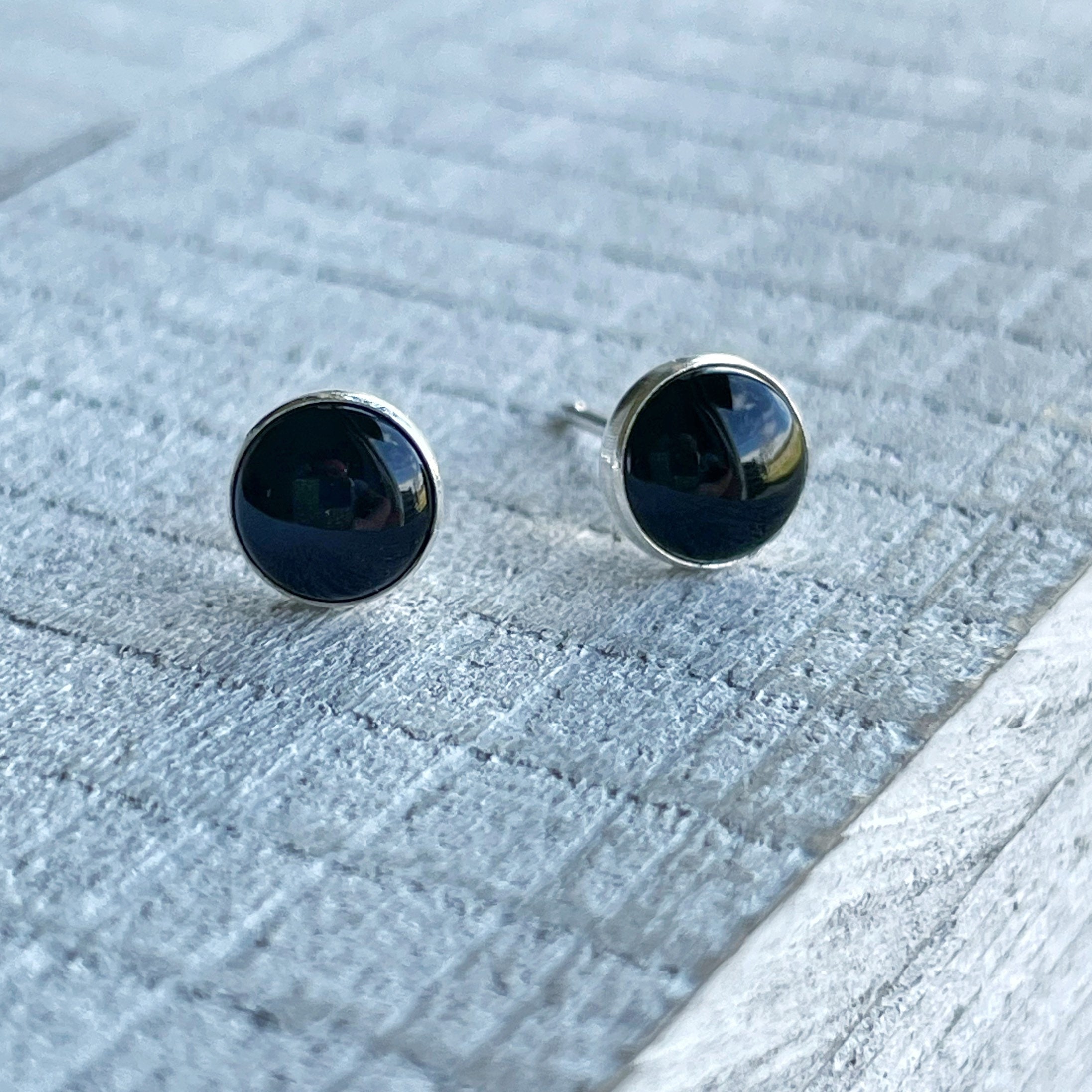 Black Onyx Studs/925 Sterling Silver or 14k Gold Filled/6mm