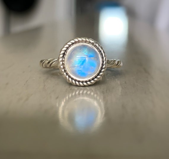 Jewelry BMR49 Ring Size US 7.5 Two Tone Ring Meditation Ring Wedding Ring Handcrafted Ring Rainbow Moonstone Ring Spinner Ring Gemstone Ring