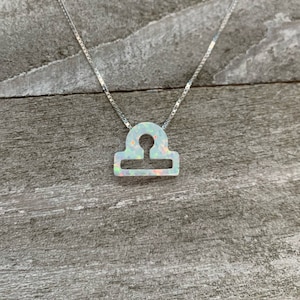 Opal Zodiac Necklace/Fire Opal/Dainty Libra Pendant/Birthday/Jewelry for Kids/Celestial Gifts/Astrology Sign Jewellery/Christmas Present