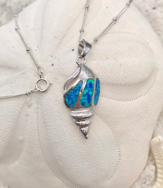 Nautical Flip Flop Sandal Pendant Blue Rainbow Created Opal 925 Sterling Silver Necklace For Women October Birthstone