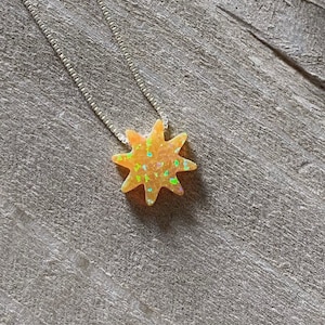 Sun Opal Necklace/Yellow Fire Opal/Dainty Pendant/Birthday/Jewelry for Kids/Celestial Gifts/Sunshine Jewellery/Christmas Present
