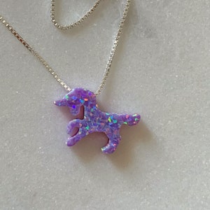 Unicorn Opal Necklace/Purple Fire Opal/Little Unicorn Pendant/Birthday/Jewelry for Kids and Adults/Magical/Mystical/Fairytale Charms