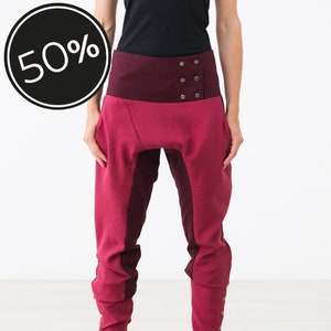 Pink Low-rise Pants with buttoned spats SIZE S