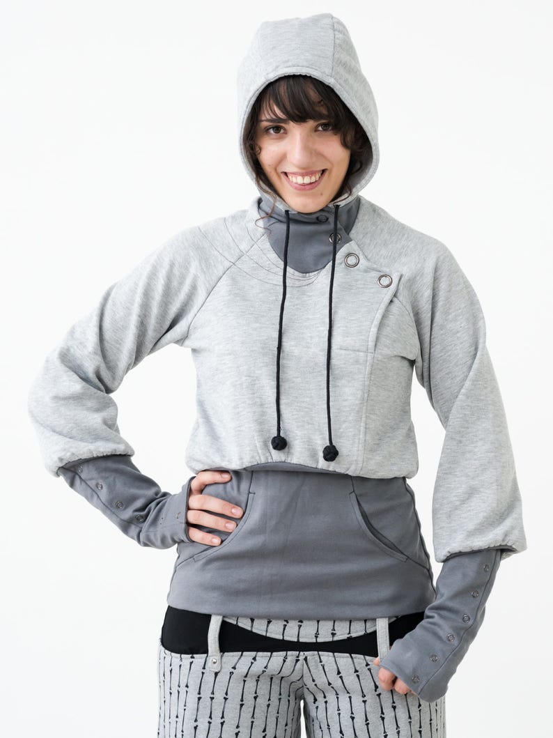 Feminine Hoodie with Huge Snap Buttons