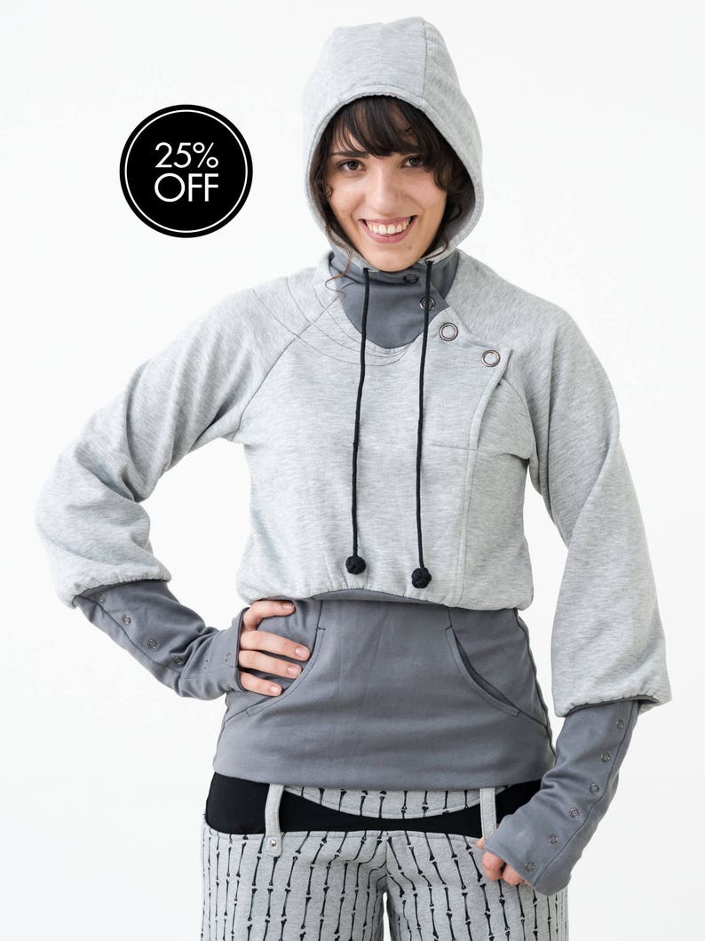 Feminine Hoodie with Huge Snap Buttons