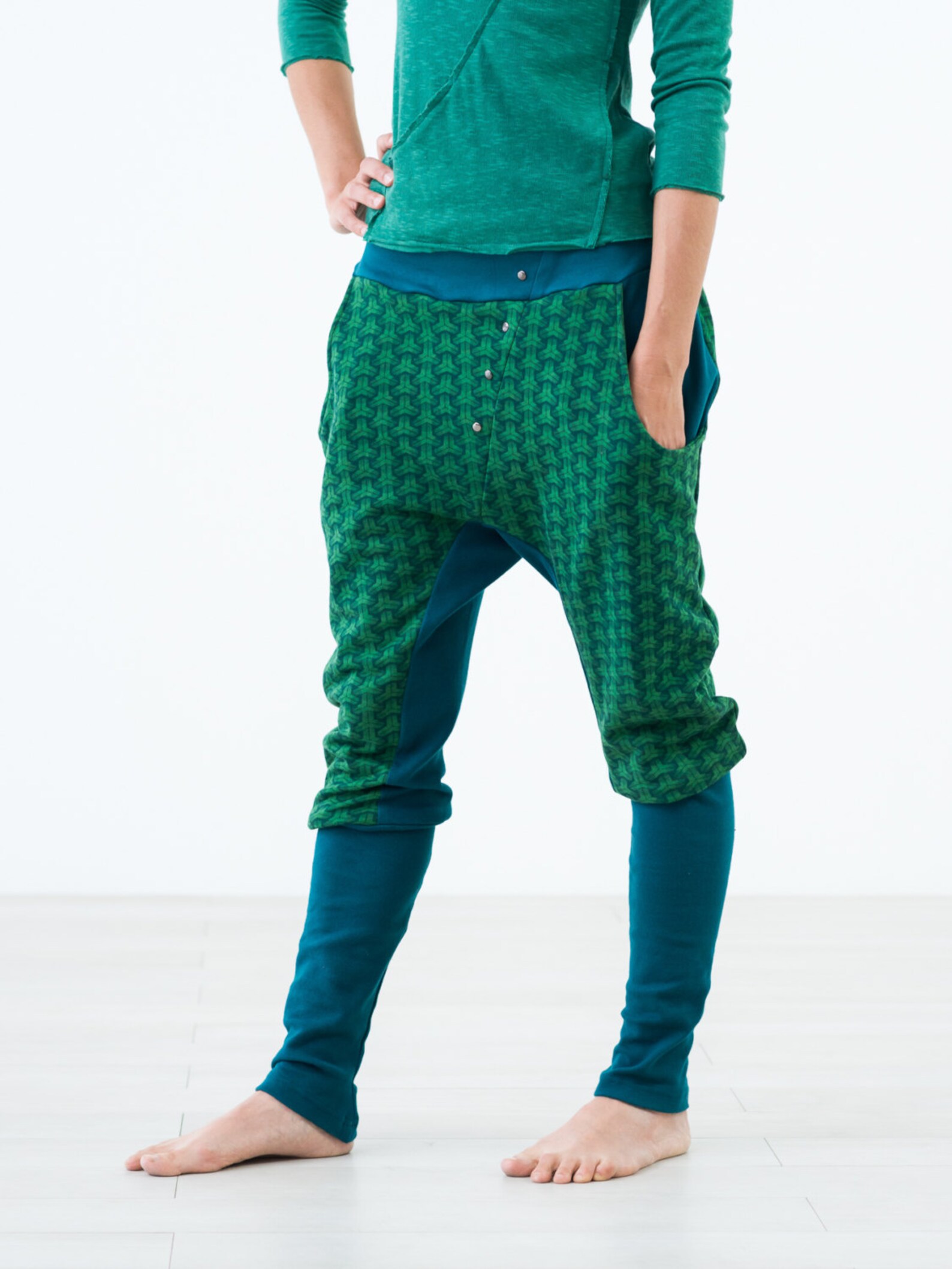 Green & Teal sweat pants with deep pockets | Etsy