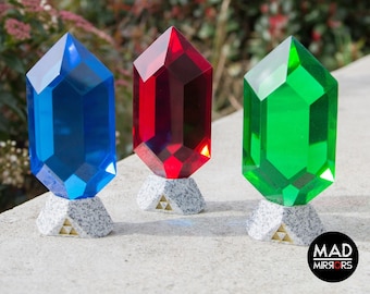 Green, blue, red & purple transparent rubies inspired by Zelda: Ocarina of Time