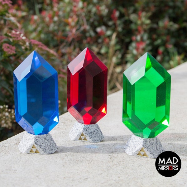 Rubis transparents verts, bleus, rouges & violets inspirés de Zelda : Ocarina of Time