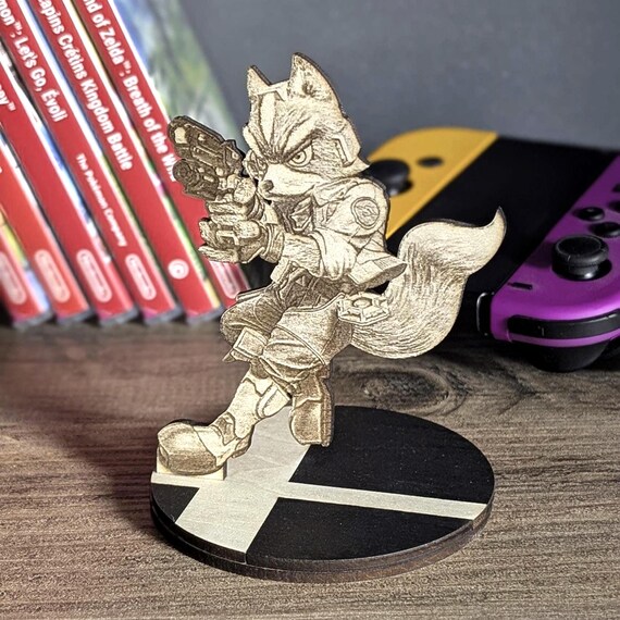 Fox Mccloud Star Fox Video Game Figurine. Wooden Standee From