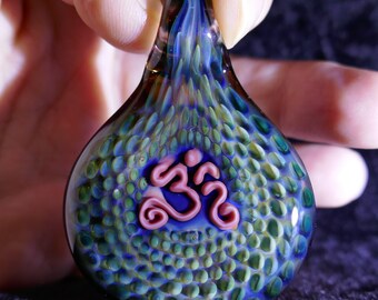 Pink Om Boro Glass Pendant
