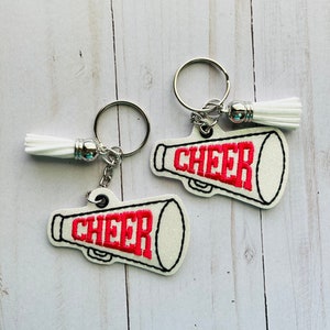 Cheerleader keychain, cheer keychain, megaphone keyring, for cheer bag, gift for a cheerleader, cheer gift