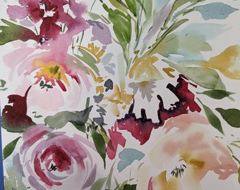 Handpainted Original Floral Watercolor Painting - Etsy