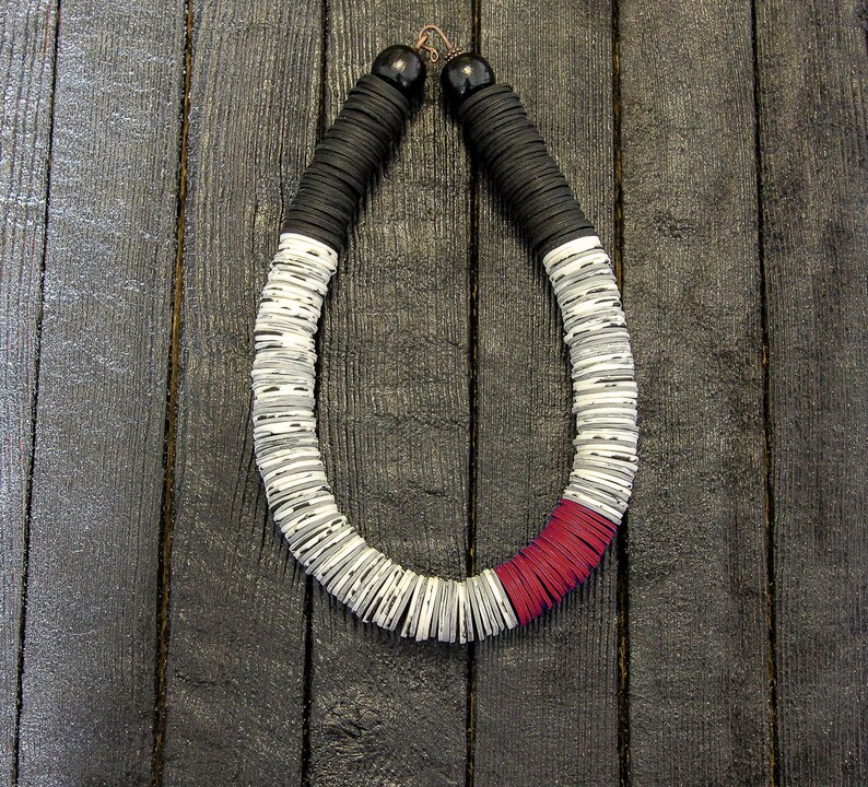 Big Necklace Bead Big Bold Chunky Necklace | Africa Necklace Red Chunky Necklace Red Statement Necklace Black and White Necklace