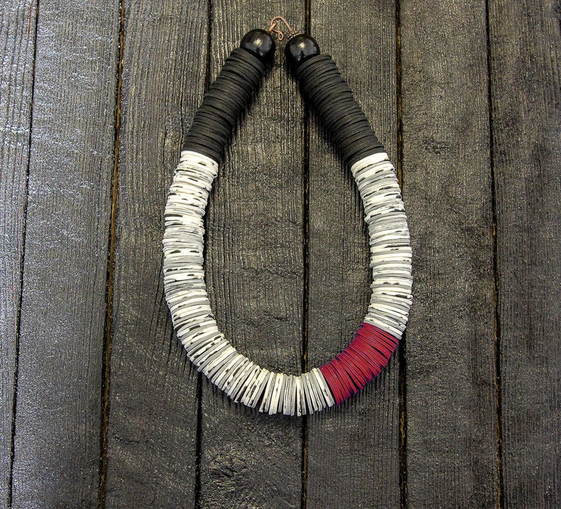 Big Necklace Bead Big Bold Chunky Necklace | Africa Necklace Red Chunky Necklace Red Statement Necklace Black and White Necklace