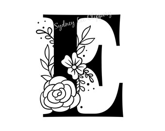 Download Papercraft Clip Art Split Monogram Letter E Svg Png Clipart Sublimation Graphic Design Alphabet Family Name Initial Divider Floral Frame Wedding Engrave Cut