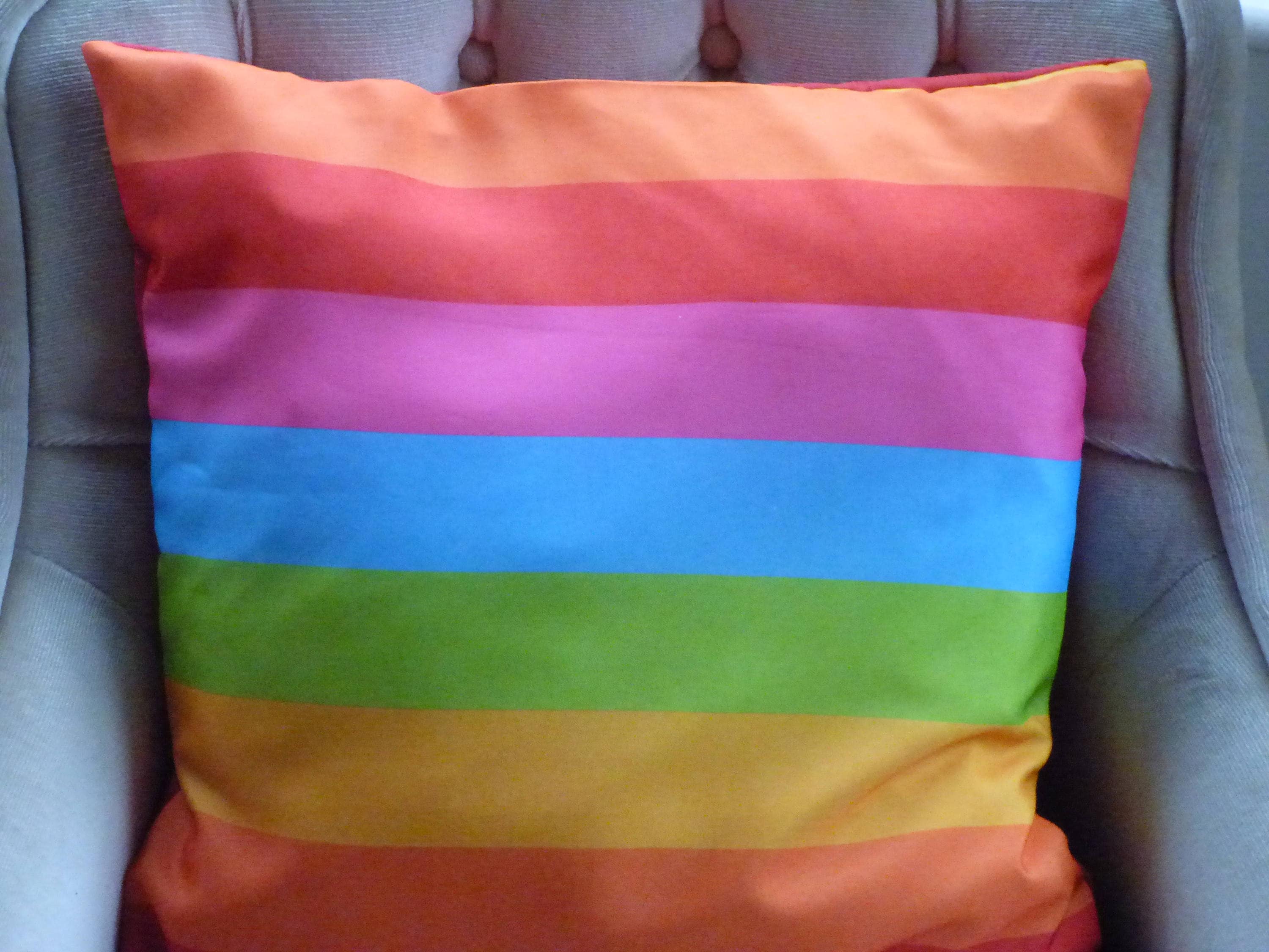 Rainbow Cushion Cover for 45/50 Cm Pad. Microfibre Fabric Front With