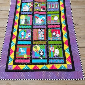 Baby quilt, funky cats