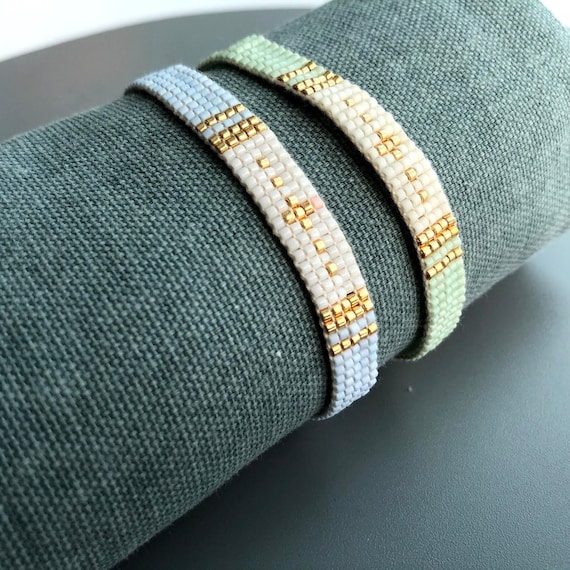 Bracelet Perles Miyuki - Doré Et Argenté - Création Ateliersdisa - Neuf Avec étiquette