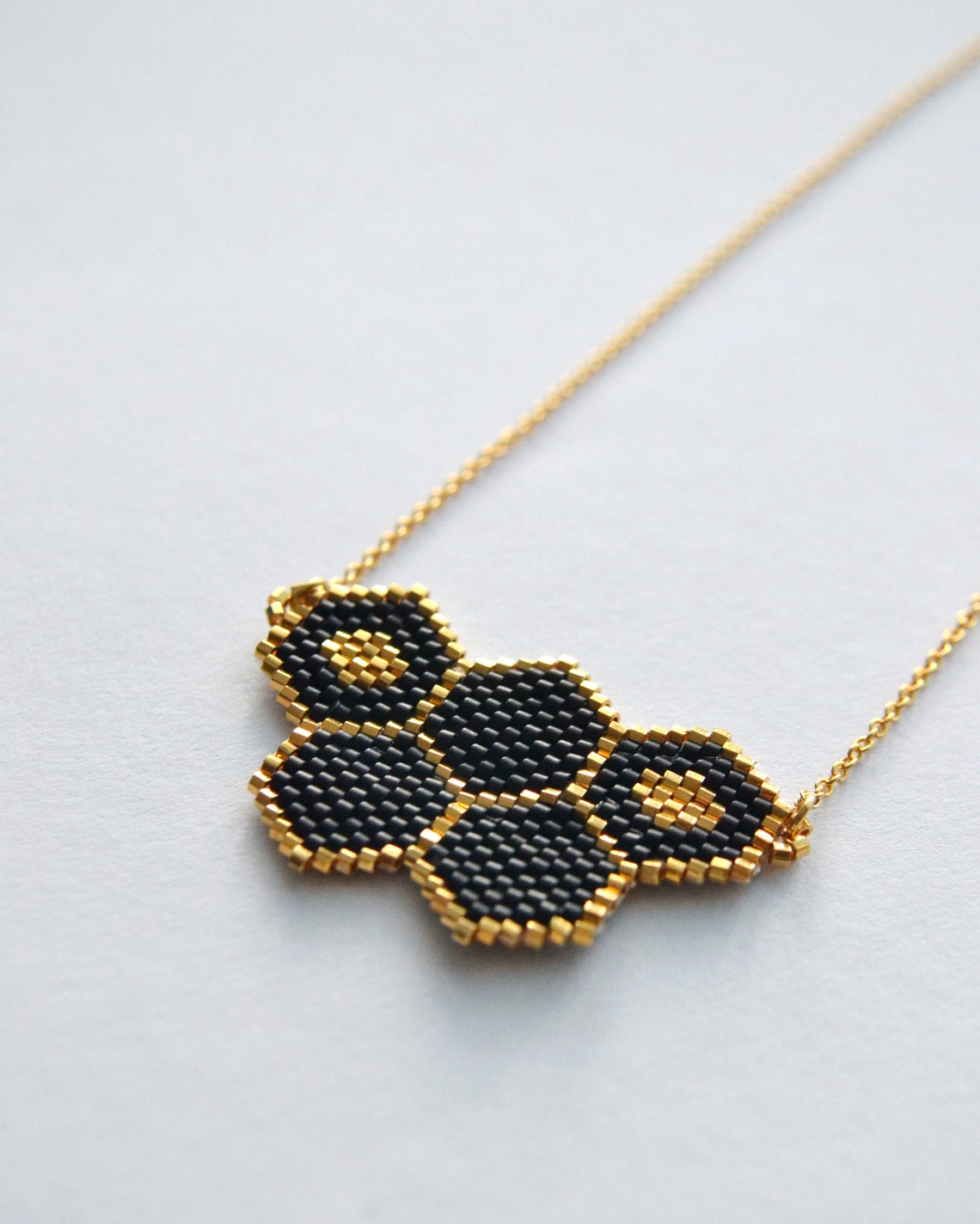 Necklace, Minimalist Jewelry, Peyote Jewelry, Black Colored