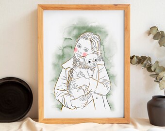 Custom Pet portrait, Family Portrait, Christmas gift, Couple portrait, Dog portrait, Cat portrait, Baby portrait, Personalised gifts