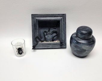 3 Spooky Halloween Décor Props Shadow Box Frame Urn Candle