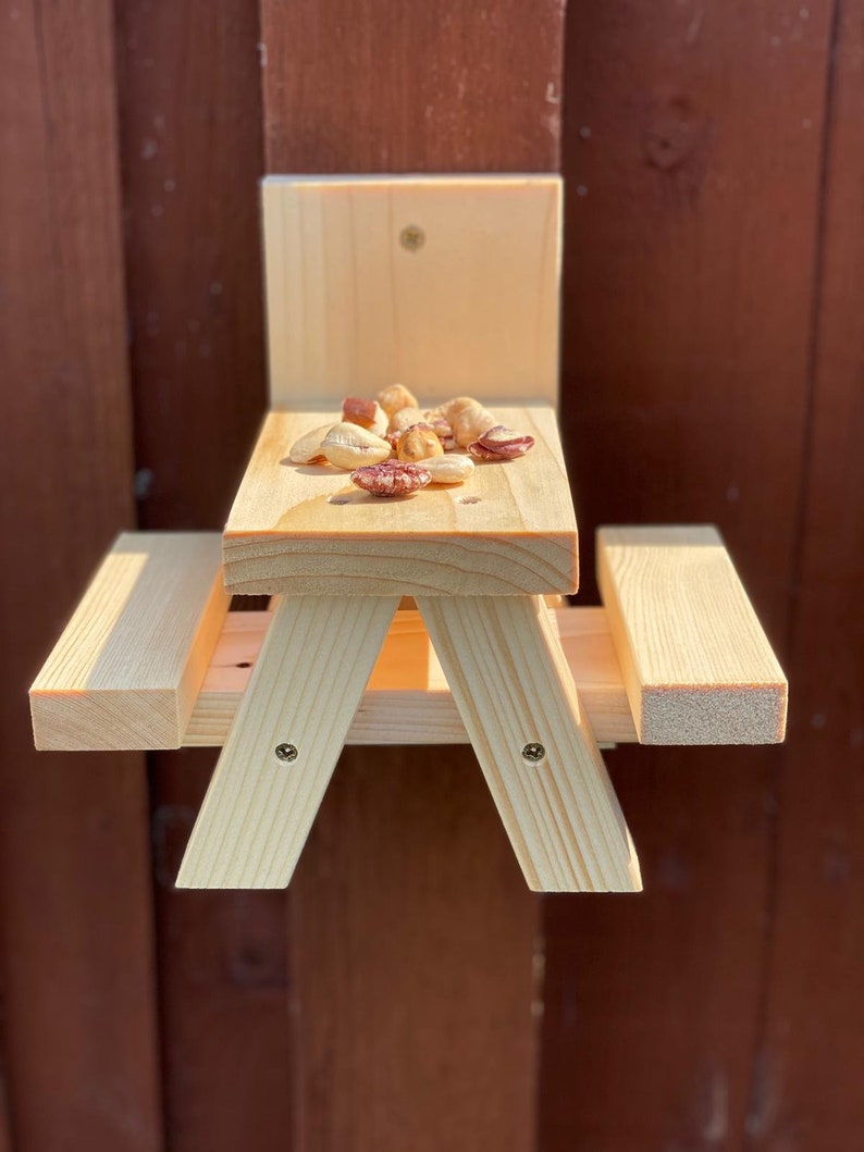 Squirrel Feeder Mini Picnic Table Squirrel Table Hand Made Etsy