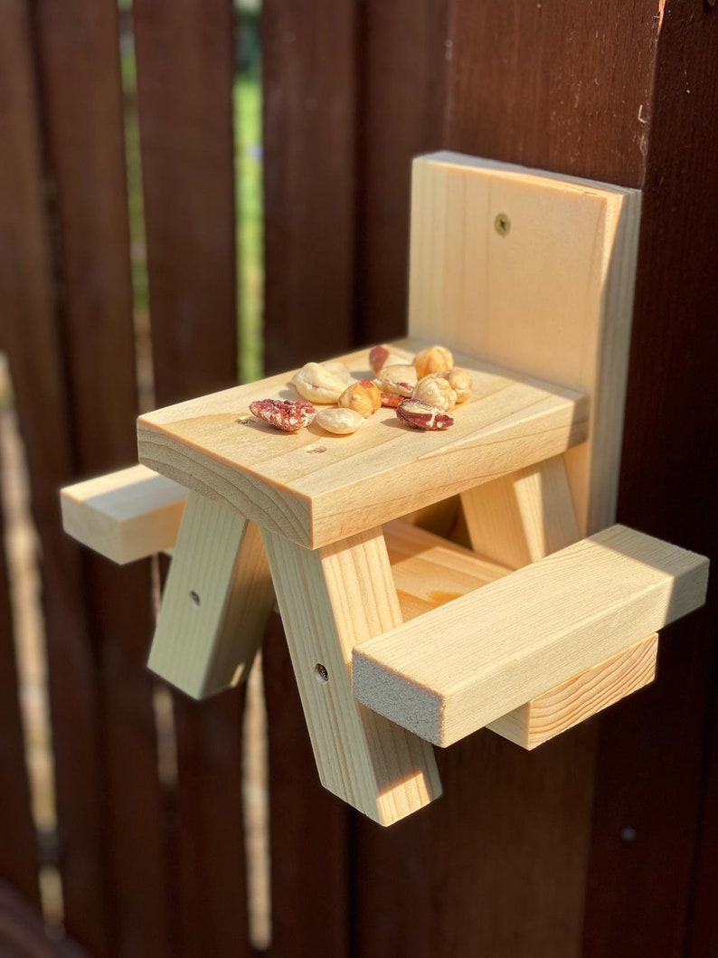 Squirrel Feeder Mini Picnic Table Squirrel Table Hand Made Etsy