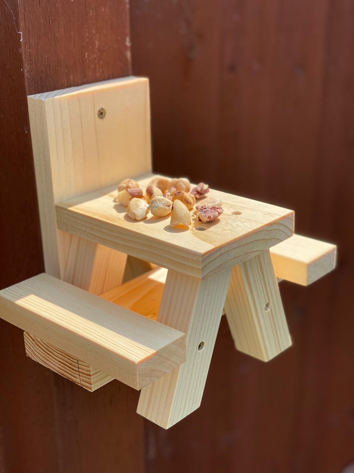 Squirrel Feeder Mini Picnic Table Squirrel Table Hand Made Etsy