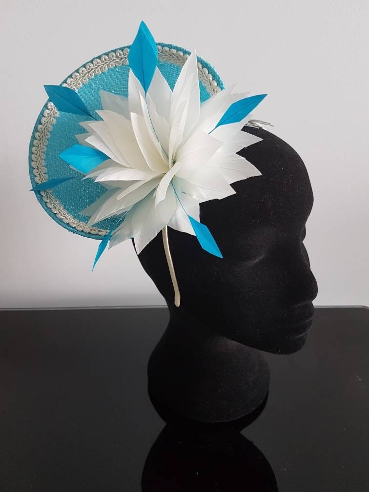 Turquoise and Cream Satellite Hat 