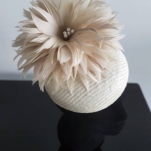 Cream and champagne button hat / fascinator / headpiece ideal for the races inc. Melbourne Cup or Fashions on the Field entrants image 3