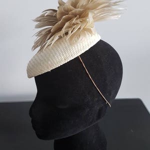 Cream and champagne button hat / fascinator / headpiece ideal for the races inc. Melbourne Cup or Fashions on the Field entrants image 5