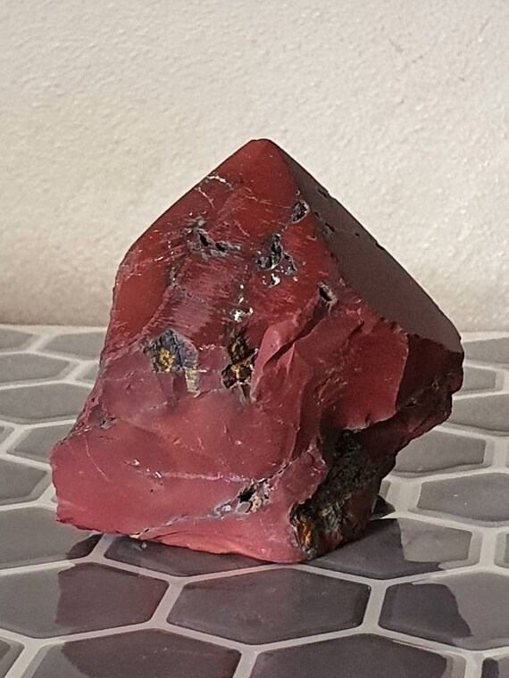 Rough and Polished Point Chakra Mookaite Standing Point 205g Brick Red Reiki Healing